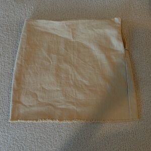 Small Cream Mini Skirt with Frayed Hem